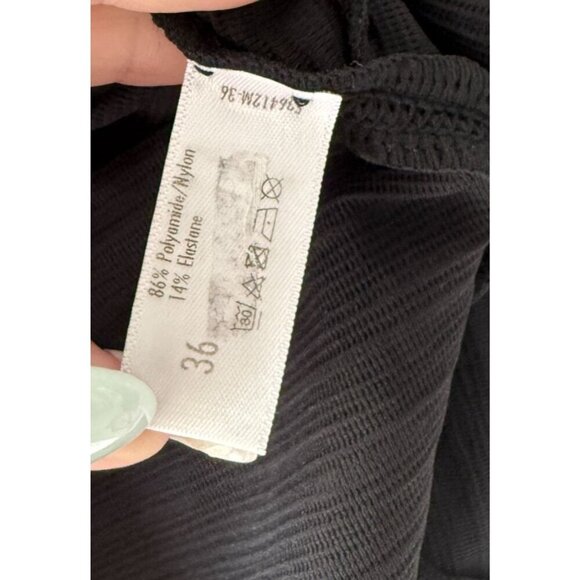 Wolford Size XS Black V-Neck Ribbed A-Line Midi Shania Dress Stretch 3/4 Sleeves - Picture 8 of 12